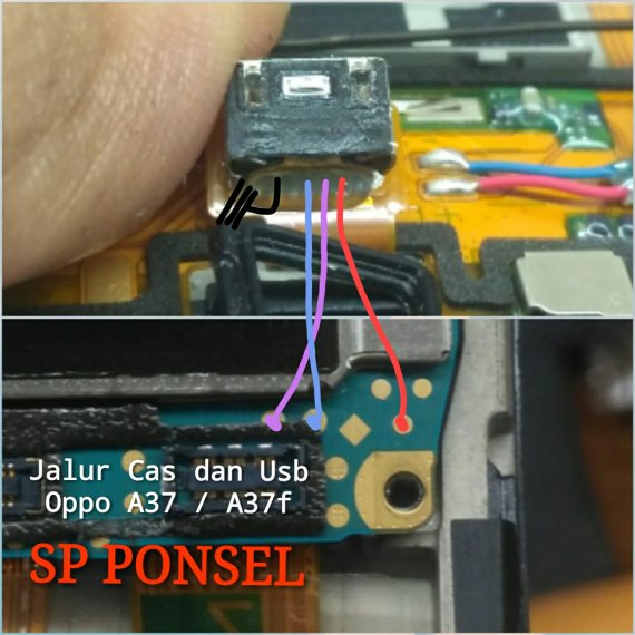Solusi Jalur Cas dan Usb Oppo A37 / A37f Not Charging